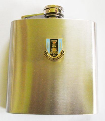 40 COMMANDO SHIELD or DAGGER ROYAL MARINES HIP FLASK IN STAINLESS OR LEATHERETTE