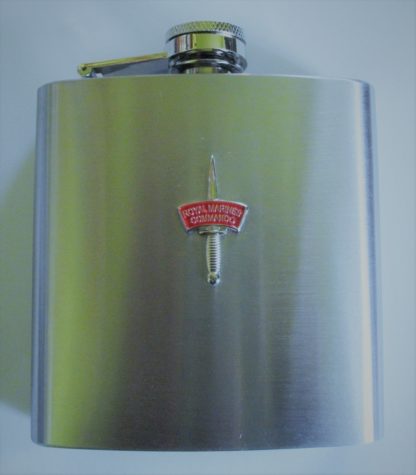 45  COMMANDO SHIELD or DAGGER ROYAL MARINES HIP FLASK IN STAINLESS OR LEATHERETTE - Image 3