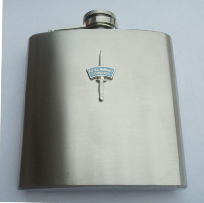 40 COMMANDO SHIELD or DAGGER ROYAL MARINES HIP FLASK IN STAINLESS OR LEATHERETTE - Image 3