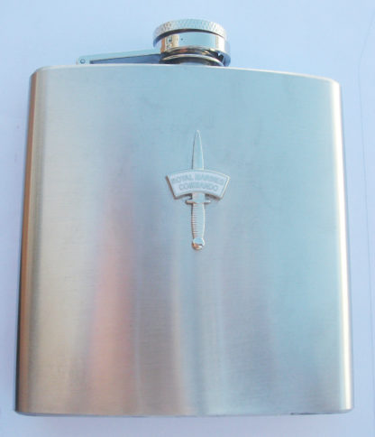 42 COMMANDO SHIELD or DAGGER ROYAL MARINES HIP FLASK IN STAINLESS OR LEATHERETTE - Image 3