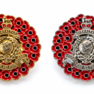 Royal Marines Commando Globe and Laurel Poppy Wreath Badge in gold or silver finish