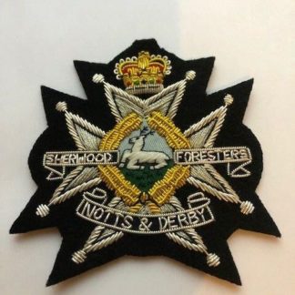 Blazer Badge for Sherwood Foresters Notts And Derby Gold and Silver Braid Quality Item