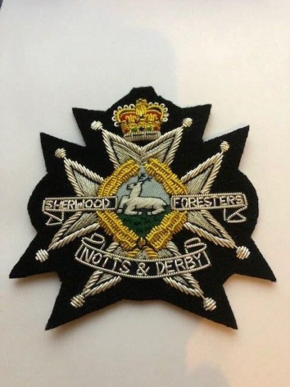 Blazer Badge for Sherwood Foresters Notts And Derby Gold and Silver Braid Quality Item