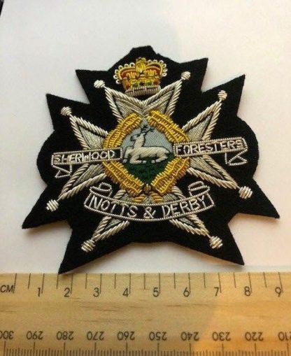Blazer Badge for Sherwood Foresters Notts And Derby Gold and Silver Braid Quality Item