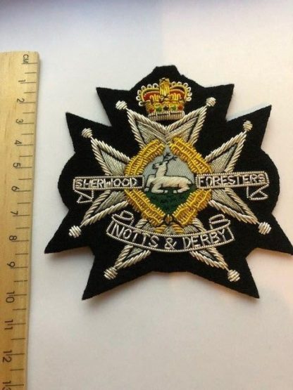 Blazer Badge for Sherwood Foresters Notts And Derby Gold and Silver Braid Quality Item