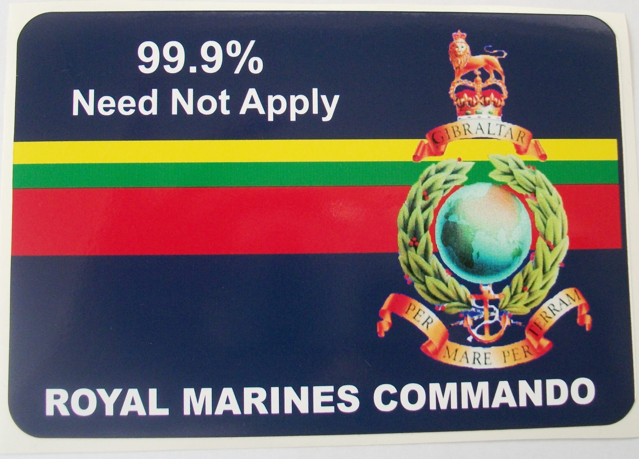 Royal Marines car bumper stickers with various military slogans
