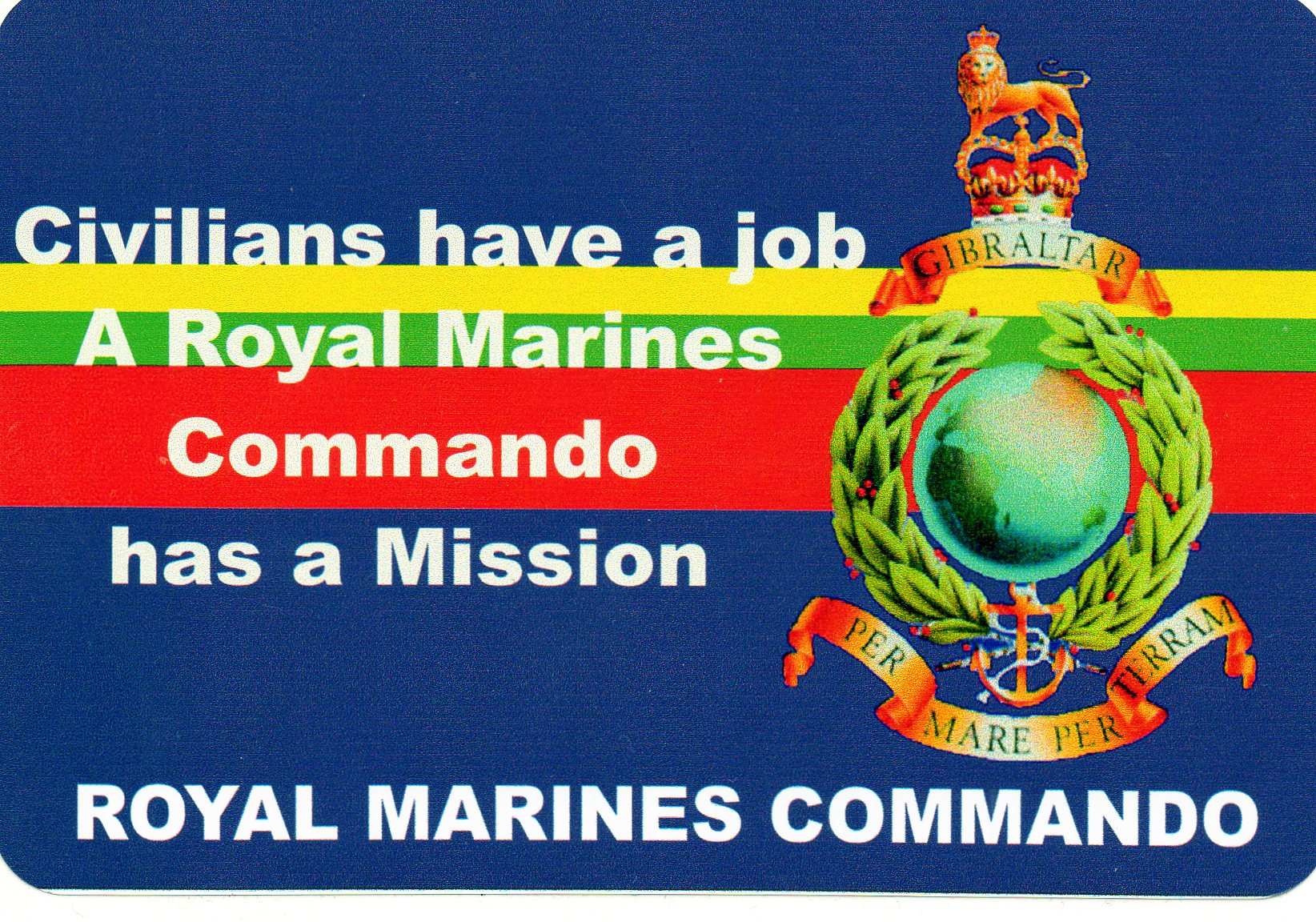 Royal Marines car bumper stickers with various military slogans