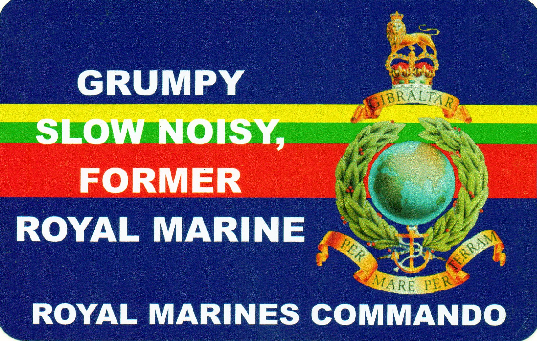 Royal Marines car bumper stickers with various military slogans