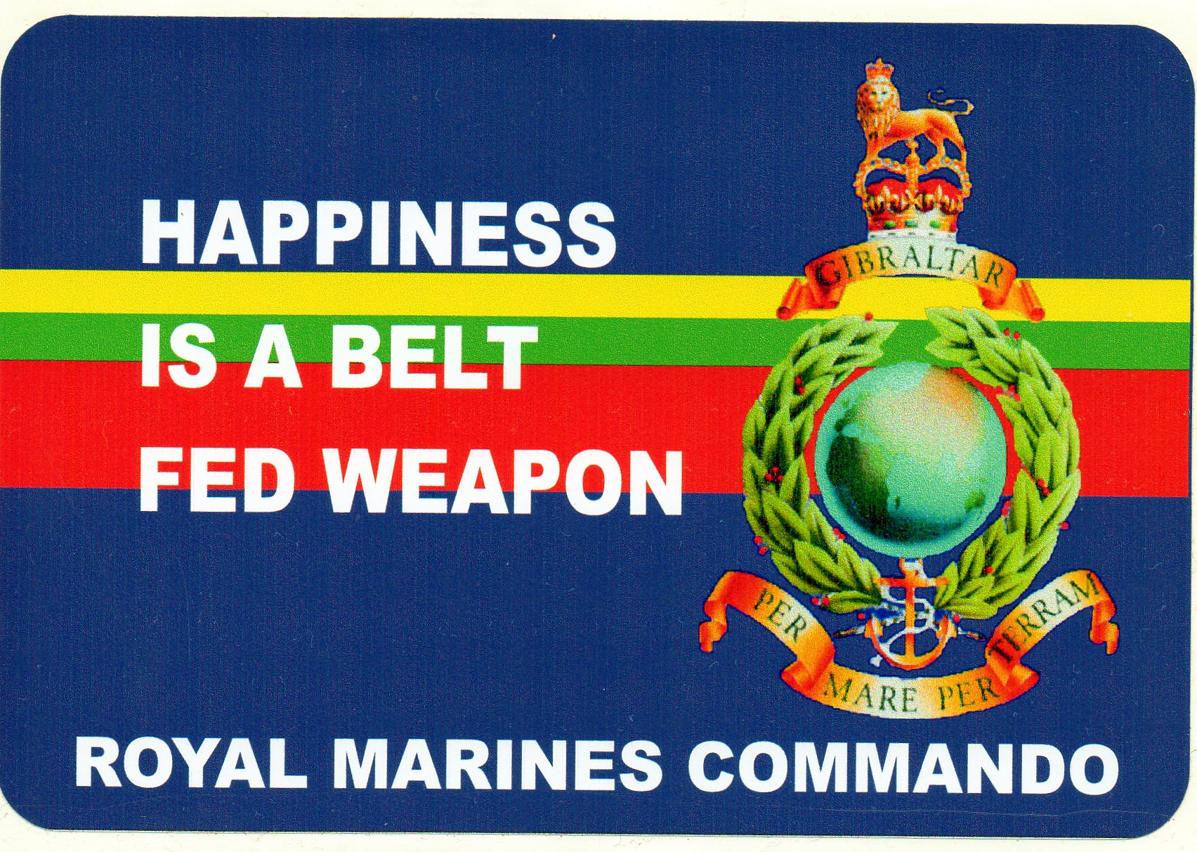 Royal Marines car bumper stickers with various military slogans