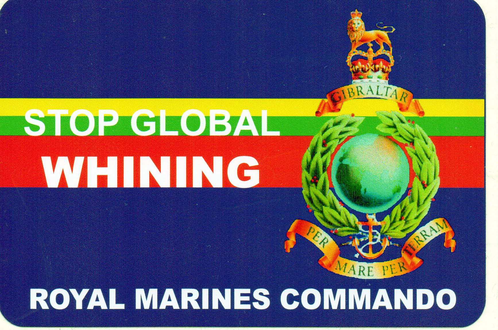 Royal Marines car bumper stickers with various military slogans