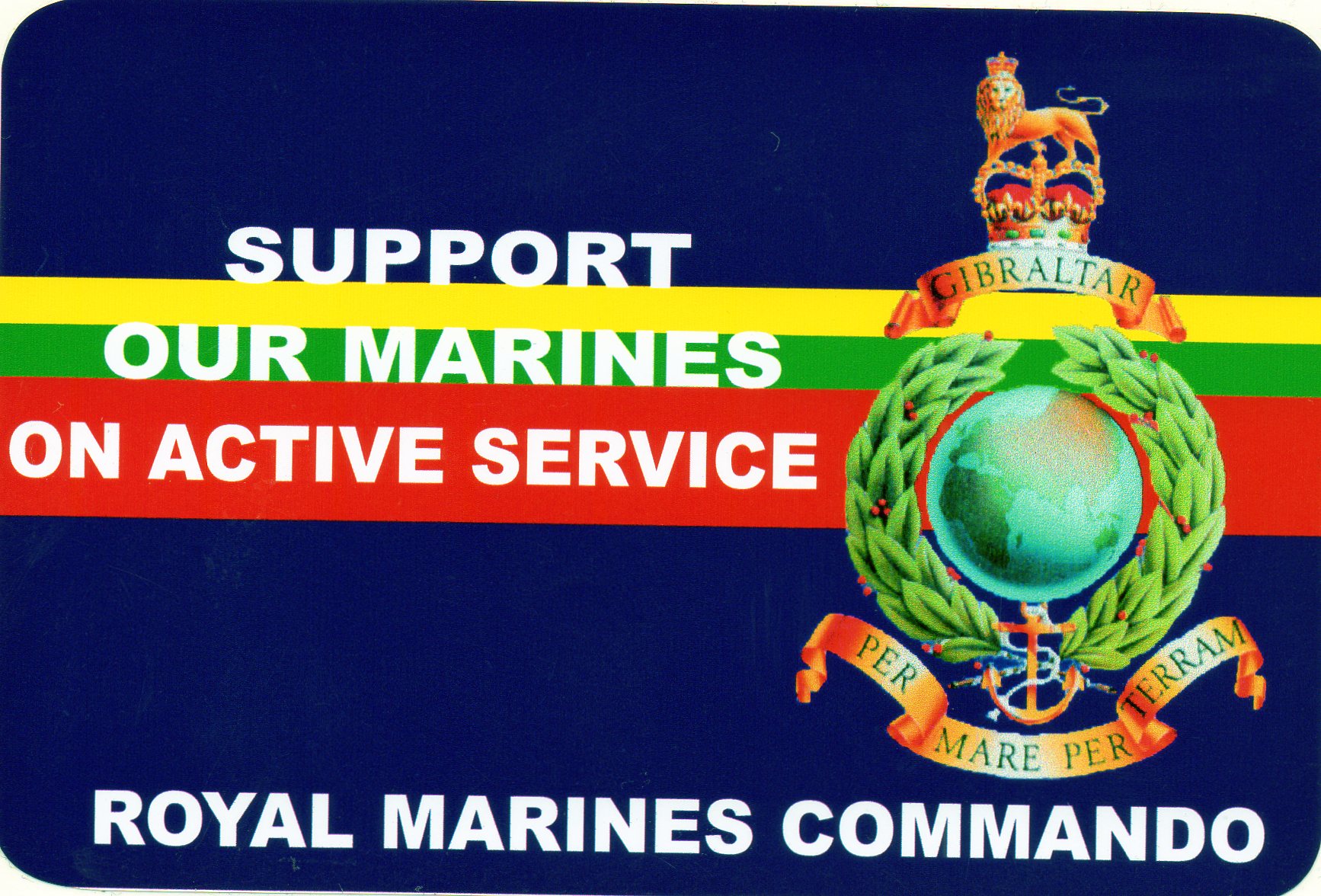Royal Marines car bumper stickers with various military slogans