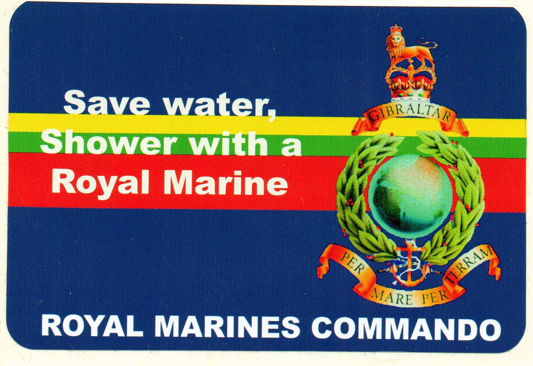 Royal Marines car bumper stickers with various military slogans