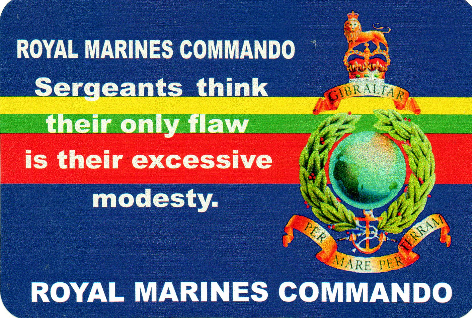 Royal Marines car bumper stickers with various military slogans