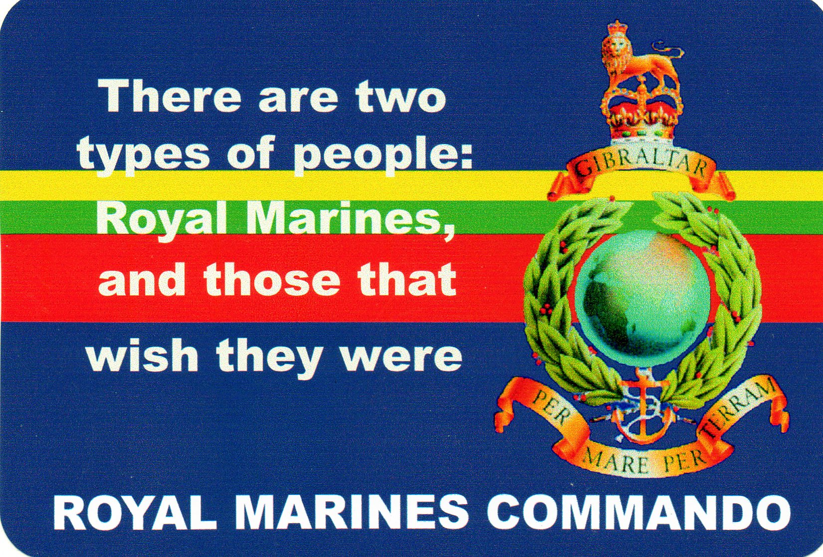 Royal Marines car bumper stickers with various military slogans