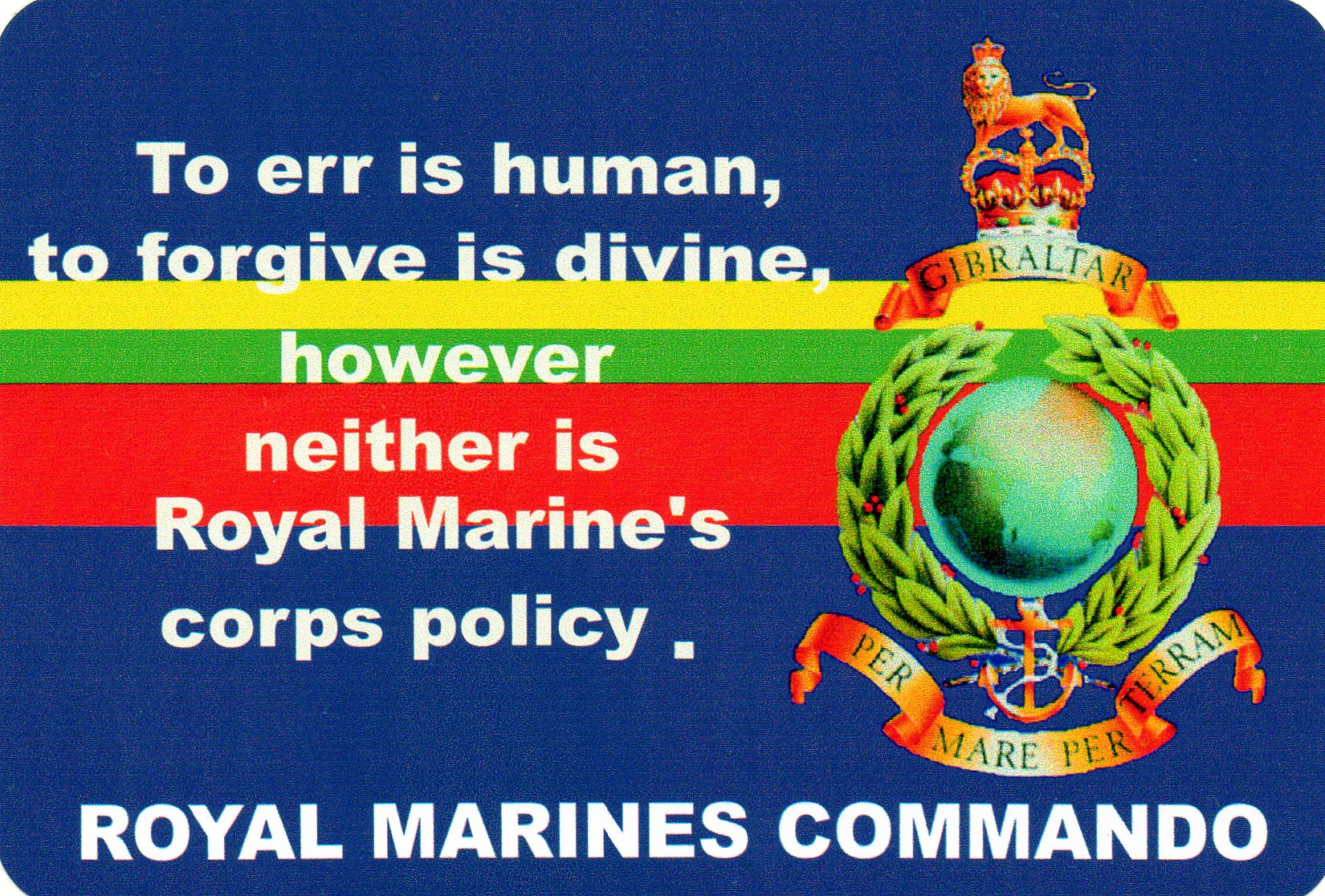 Royal Marines car bumper stickers with various military slogans