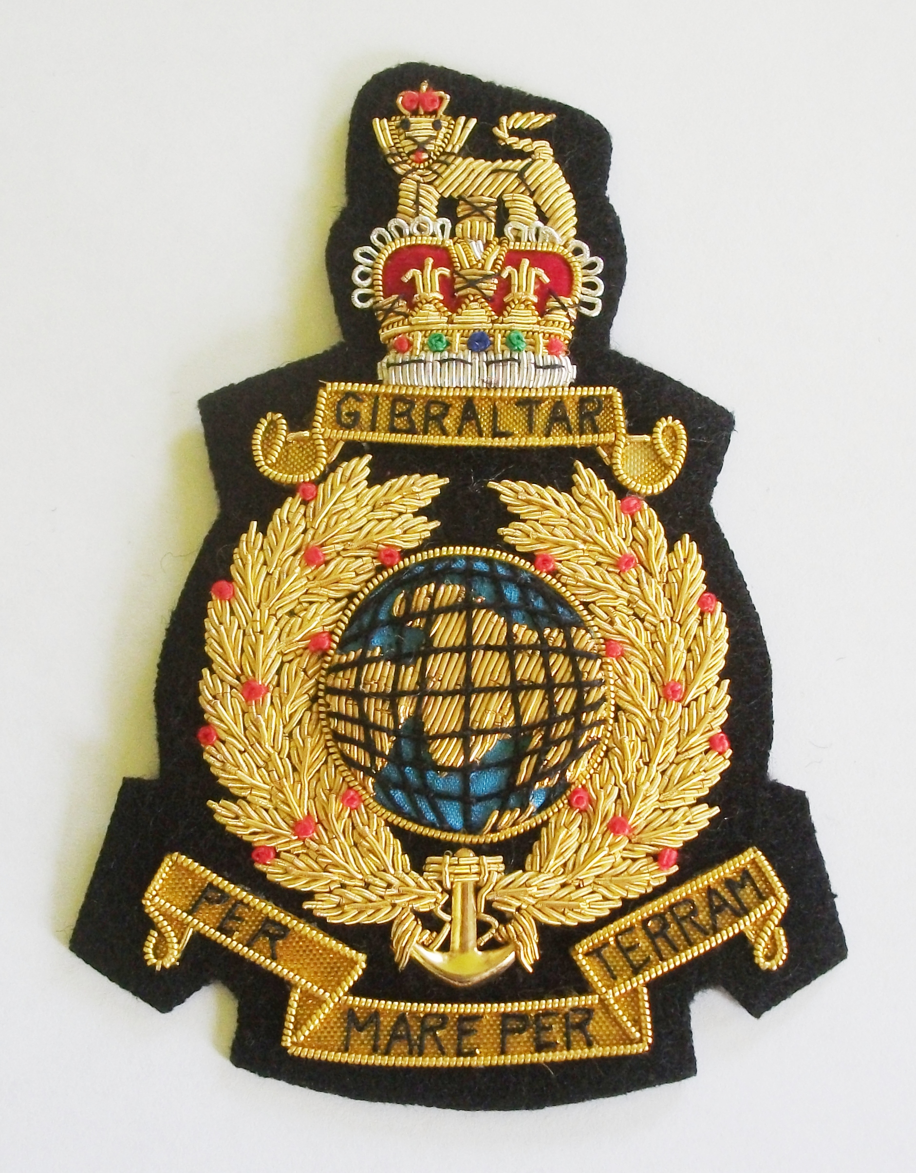 Royal Marines Globe and Laurel embroidered blazer badges