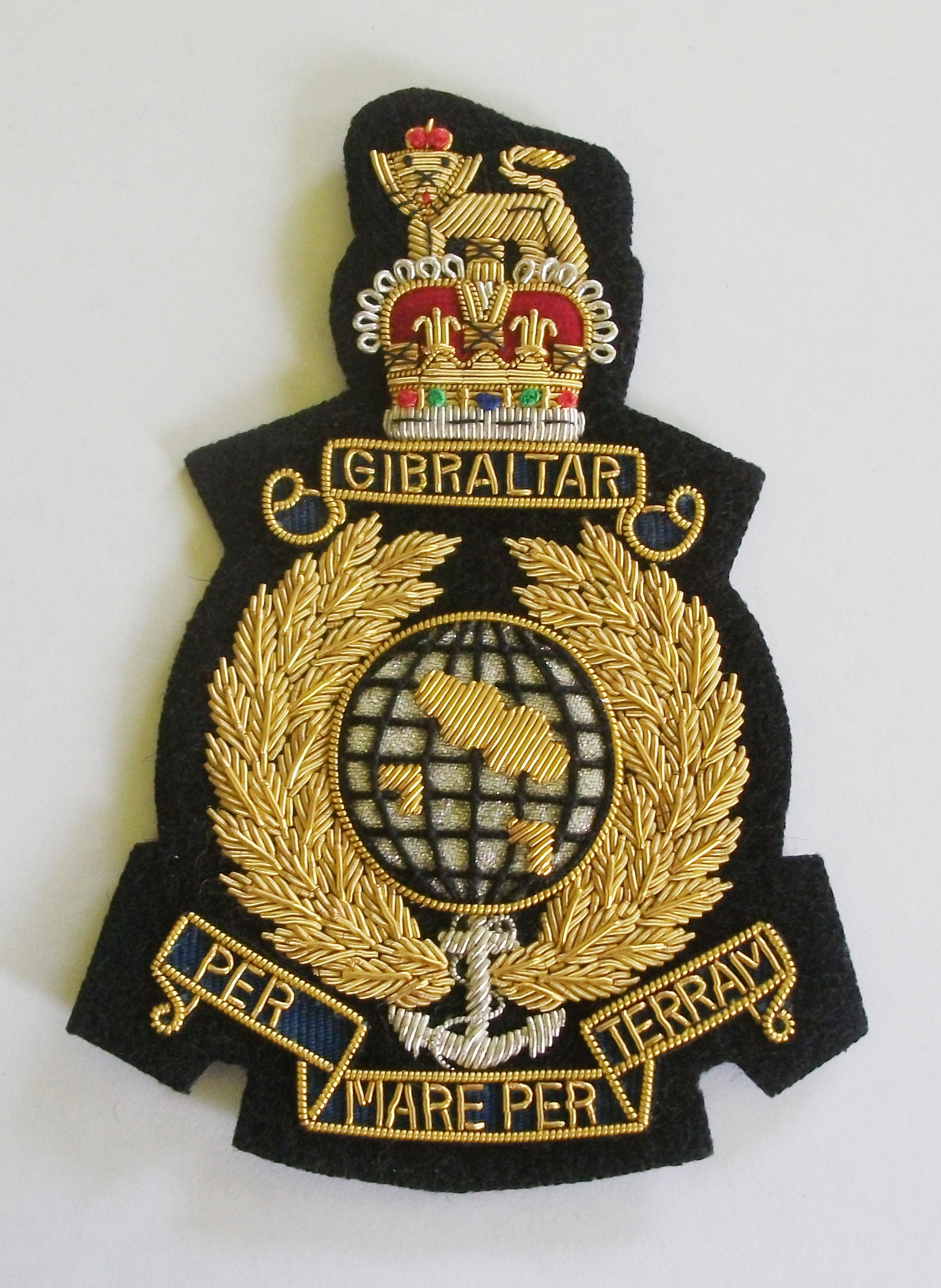 Royal Marines Globe and Laurel embroidered blazer badges